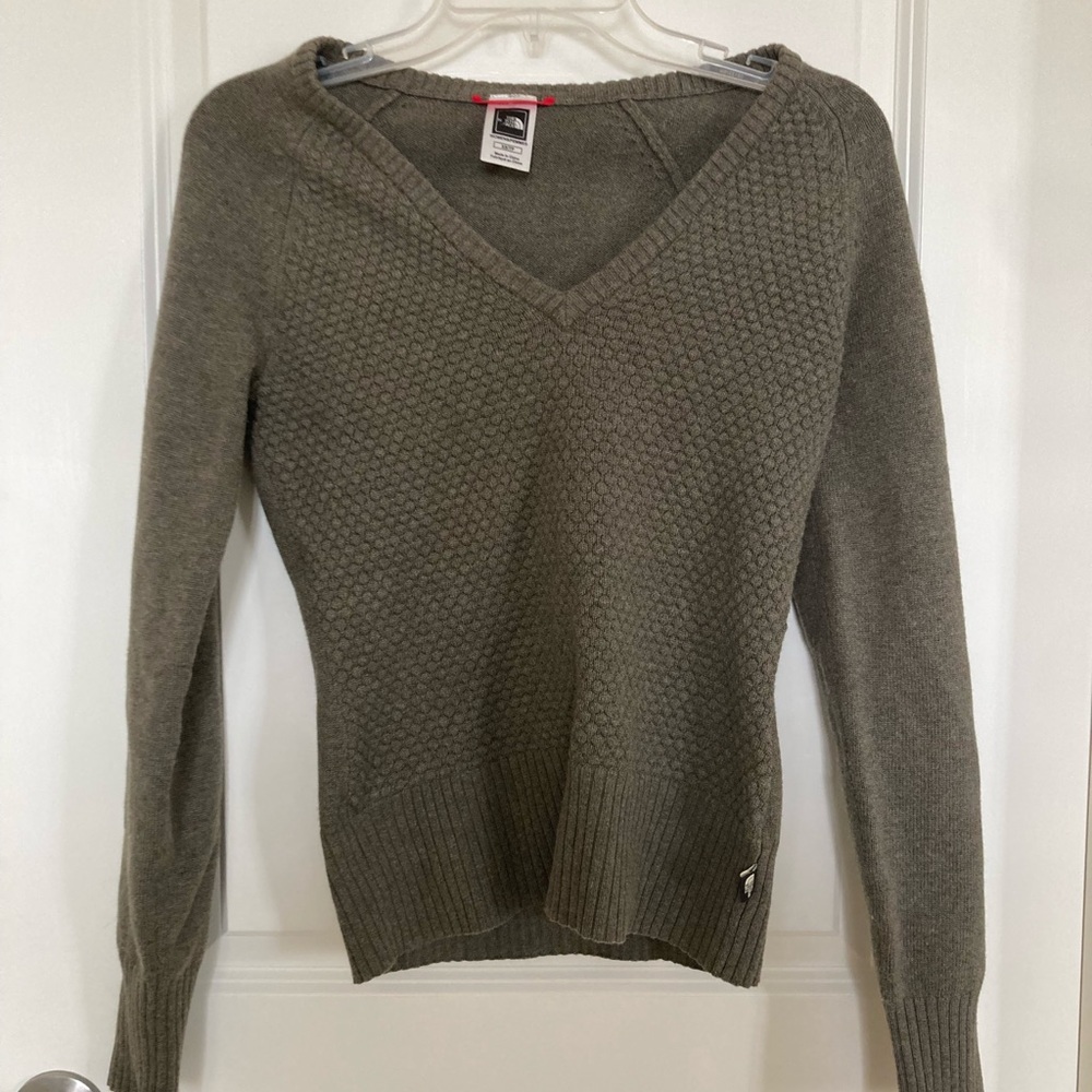 The North Face Olive V-Neck Sweater